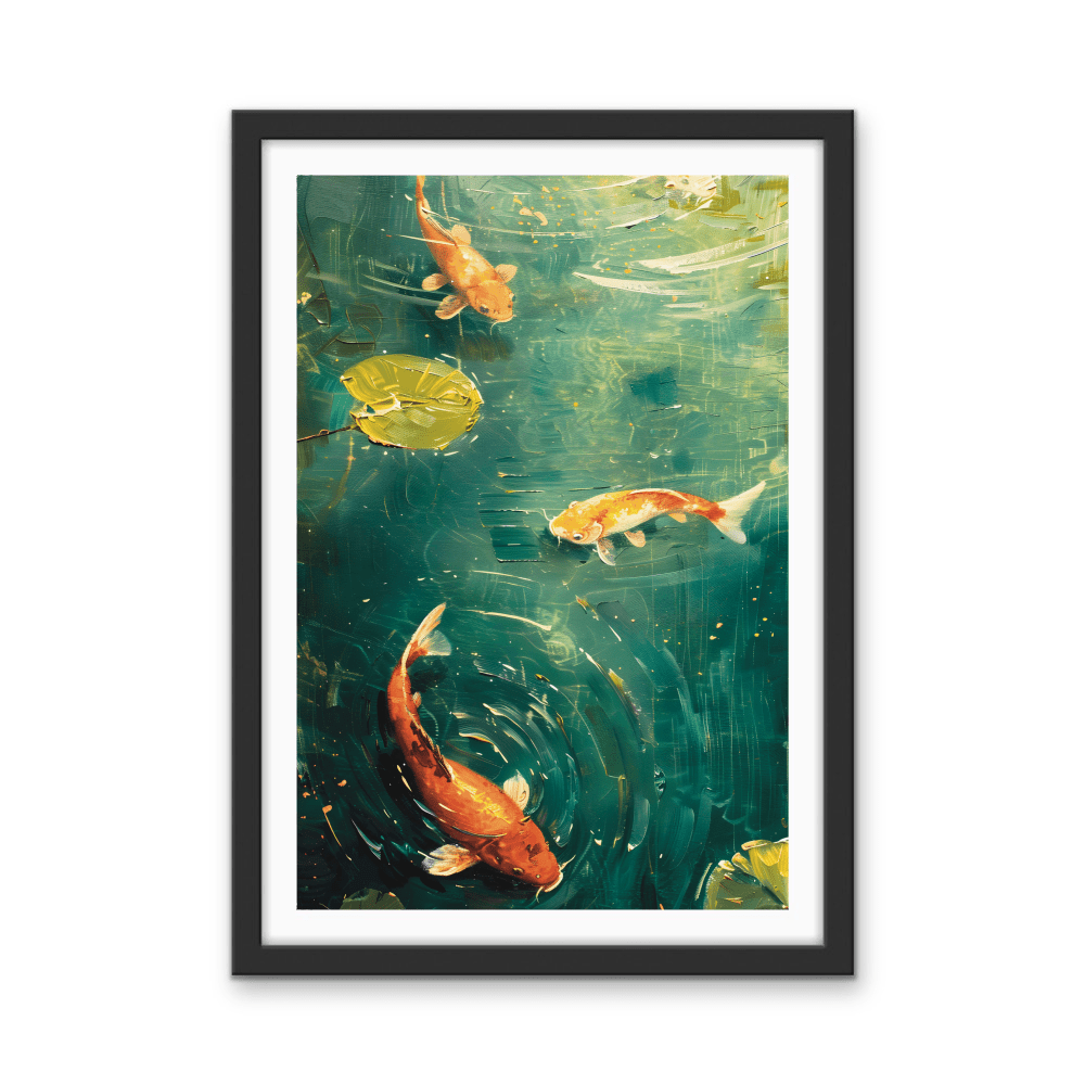 Lily Pad Kois - Green Nature Pond, Stretched Canvas or Wall Art Print - I Heart Wall Art - Poster Print, Canvas Print or Framed Art Print