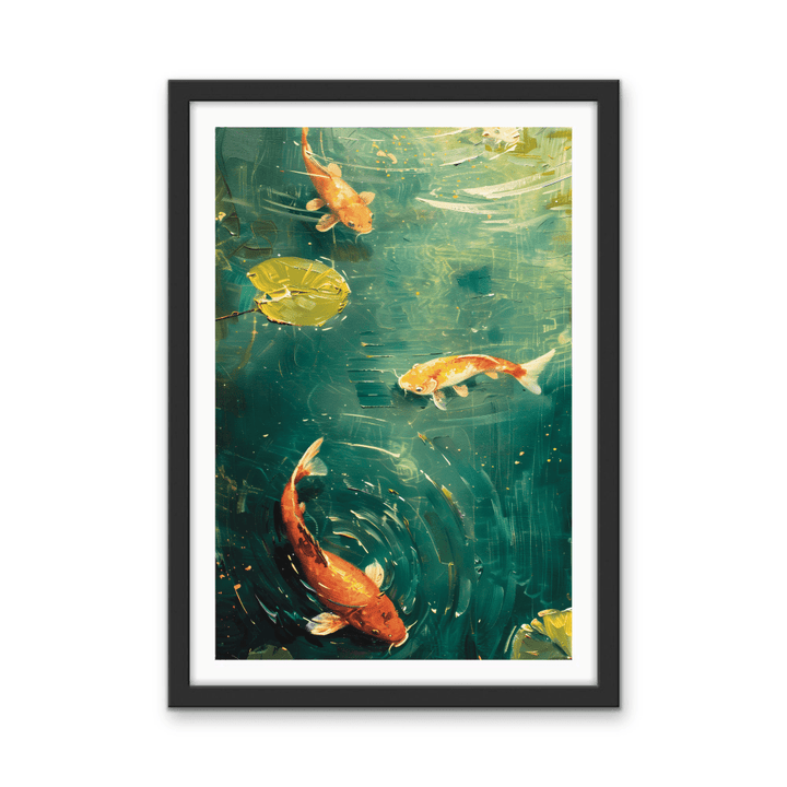Lily Pad Kois - Green Nature Pond, Stretched Canvas or Wall Art Print - I Heart Wall Art - Poster Print, Canvas Print or Framed Art Print