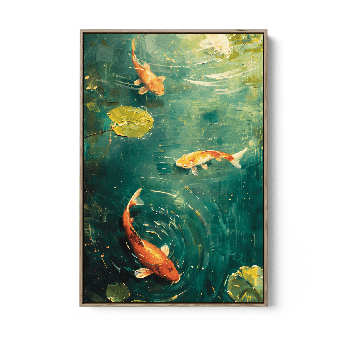 Lily Pad Kois - Green Nature Pond, Stretched Canvas or Wall Art Print - I Heart Wall Art - Poster Print, Canvas Print or Framed Art Print