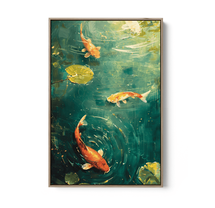 Lily Pad Kois - Green Nature Pond, Stretched Canvas or Wall Art Print - I Heart Wall Art - Poster Print, Canvas Print or Framed Art Print