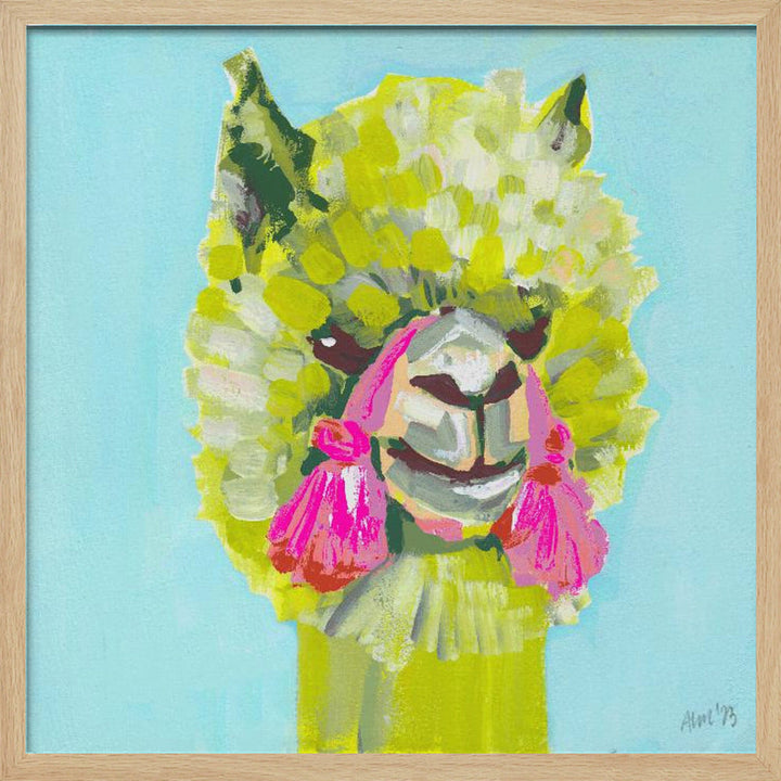 Lime Alpaca - Square Stretched Canvas, Poster or Fine Art Print I Heart Wall Art