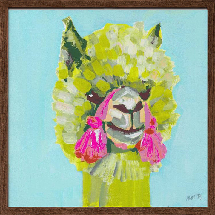Lime Alpaca - Square Stretched Canvas, Poster or Fine Art Print I Heart Wall Art