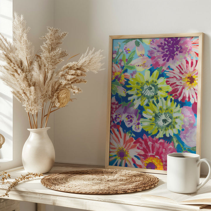 Lime Asters - Stretched Canvas, Poster or Fine Art Print I Heart Wall Art
