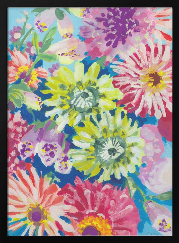 Lime Asters - Stretched Canvas, Poster or Fine Art Print I Heart Wall Art