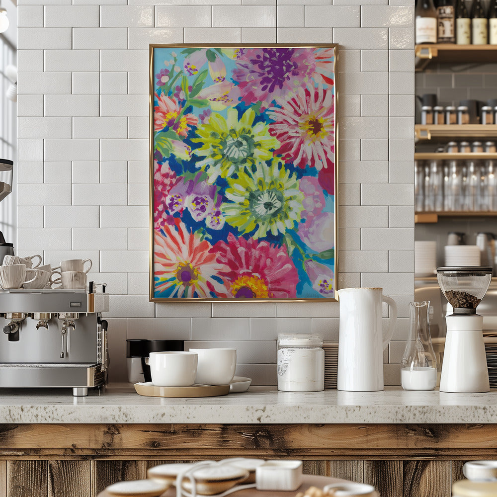 Lime Asters - Stretched Canvas, Poster or Fine Art Print I Heart Wall Art