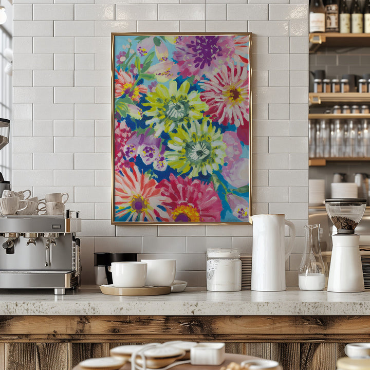 Lime Asters - Stretched Canvas, Poster or Fine Art Print I Heart Wall Art