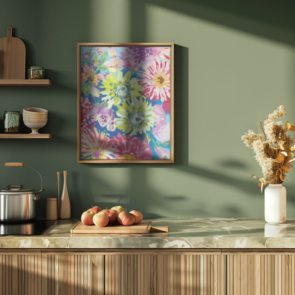 Lime Asters - Stretched Canvas, Poster or Fine Art Print I Heart Wall Art