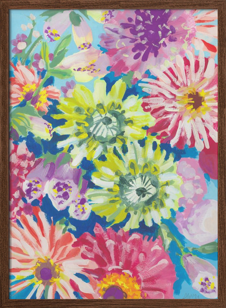 Lime Asters - Stretched Canvas, Poster or Fine Art Print I Heart Wall Art