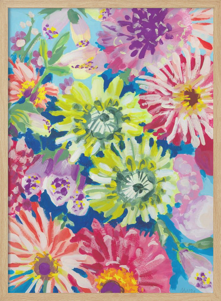 Lime Asters - Stretched Canvas, Poster or Fine Art Print I Heart Wall Art