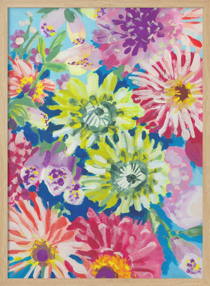 Lime Asters - Stretched Canvas, Poster or Fine Art Print I Heart Wall Art