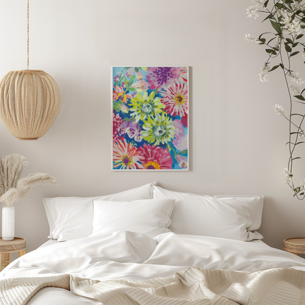 Lime Asters - Stretched Canvas, Poster or Fine Art Print I Heart Wall Art
