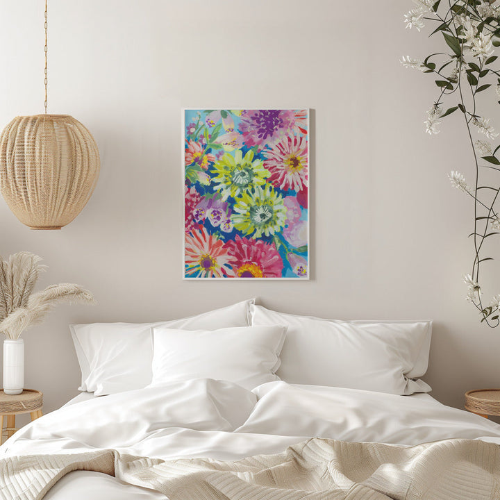 Lime Asters - Stretched Canvas, Poster or Fine Art Print I Heart Wall Art