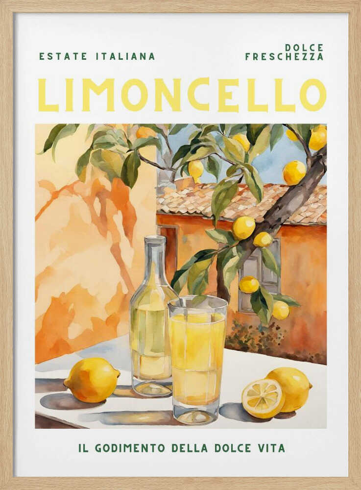Limoncello, Aquarell, Fresh - Stretched Canvas, Poster or Fine Art Print - I Heart Wall Art - Poster Print, Canvas Print or Framed Art Print
