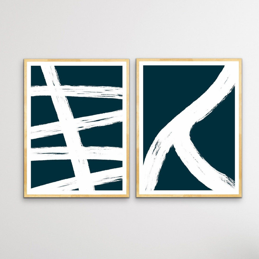 Lines On Teal Two PIece Set I Heart Wall Art Australia 