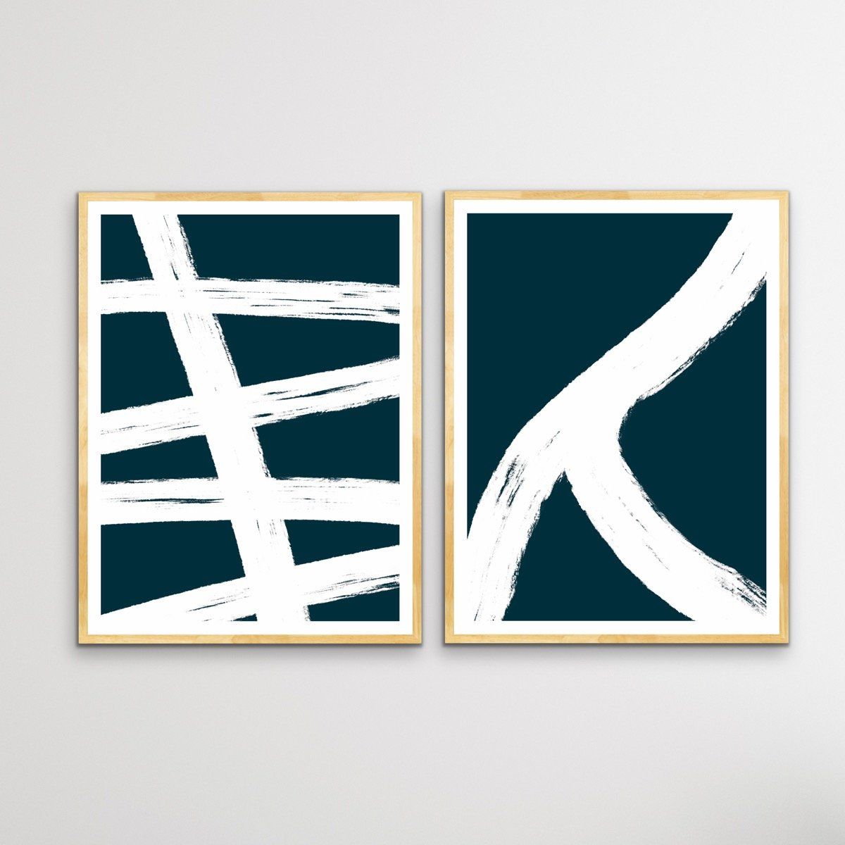 Lines On Teal Two PIece Set I Heart Wall Art Australia 