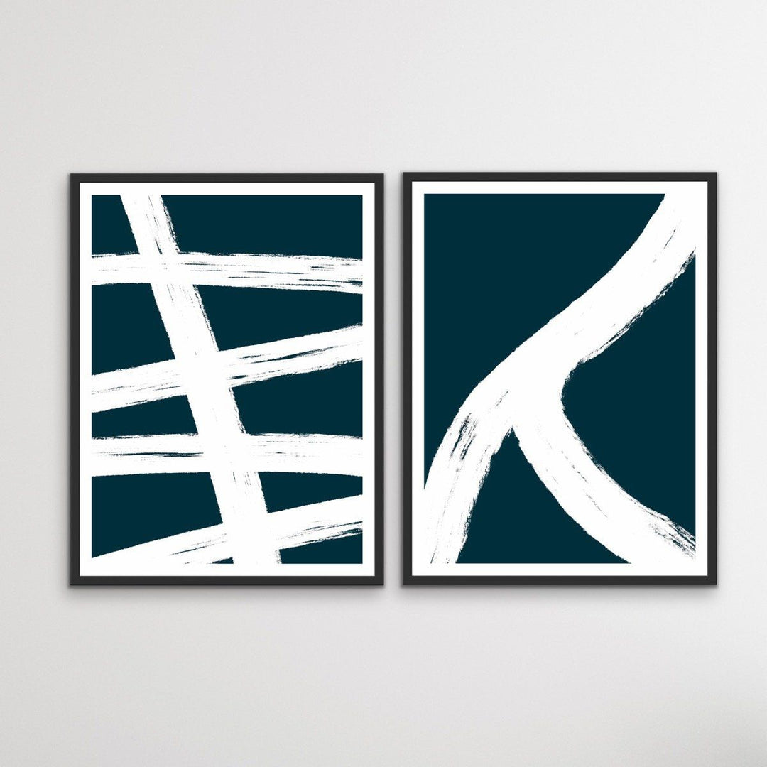 Lines On Teal Two PIece Set I Heart Wall Art Australia 