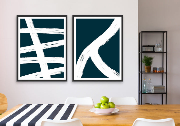 Lines On Teal Two PIece Set I Heart Wall Art Australia 