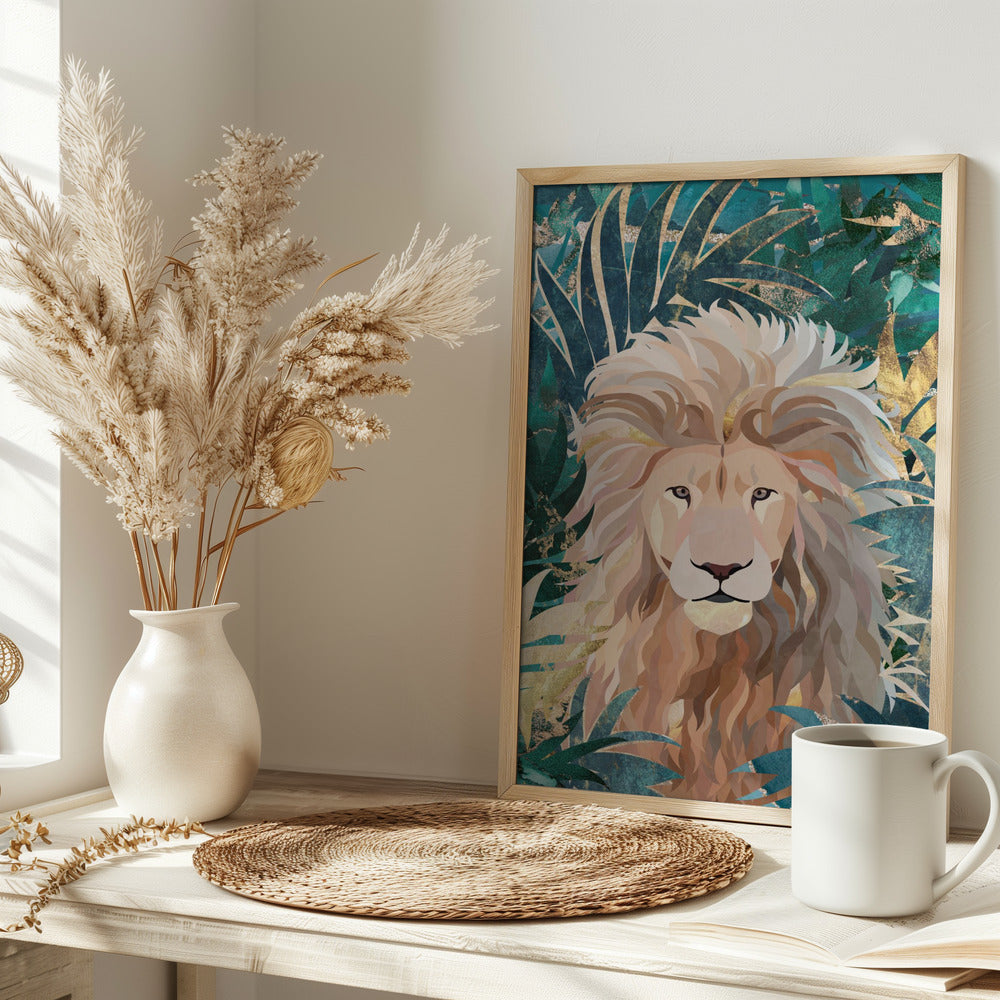 Lion Jungle 2 - Stretched Canvas, Poster or Fine Art Print I Heart Wall Art