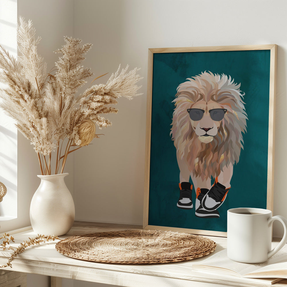 Lion prowling in high top sneakers - Stretched Canvas, Poster or Fine Art Print I Heart Wall Art