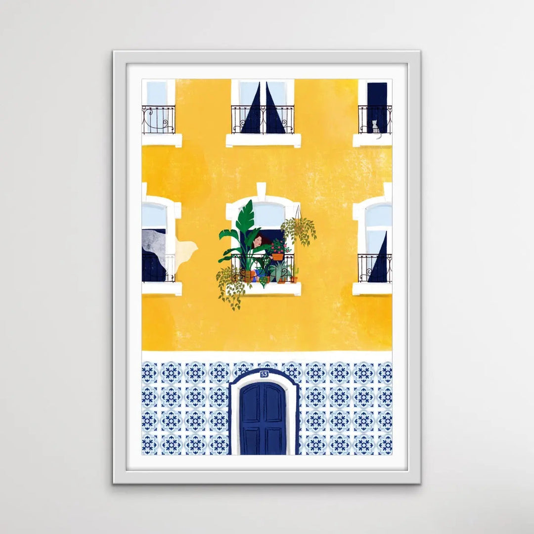 Lisbon - Colourful Contemporary Yellow Portugal Illustration By Maja Tomljanovic I Heart Wall Art Australia 