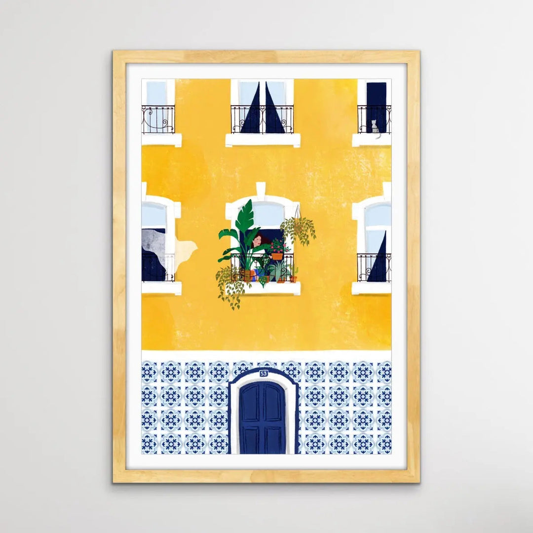 Lisbon - Colourful Contemporary Yellow Portugal Illustration By Maja Tomljanovic I Heart Wall Art Australia 