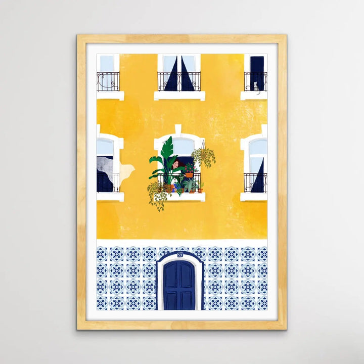 Lisbon - Colourful Contemporary Yellow Portugal Illustration By Maja Tomljanovic I Heart Wall Art Australia 