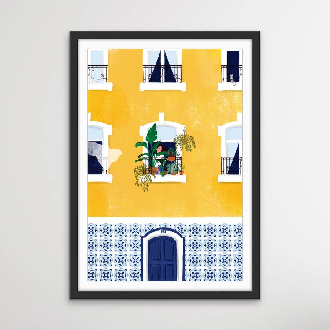Lisbon - Colourful Contemporary Yellow Portugal Illustration By Maja Tomljanovic I Heart Wall Art Australia 