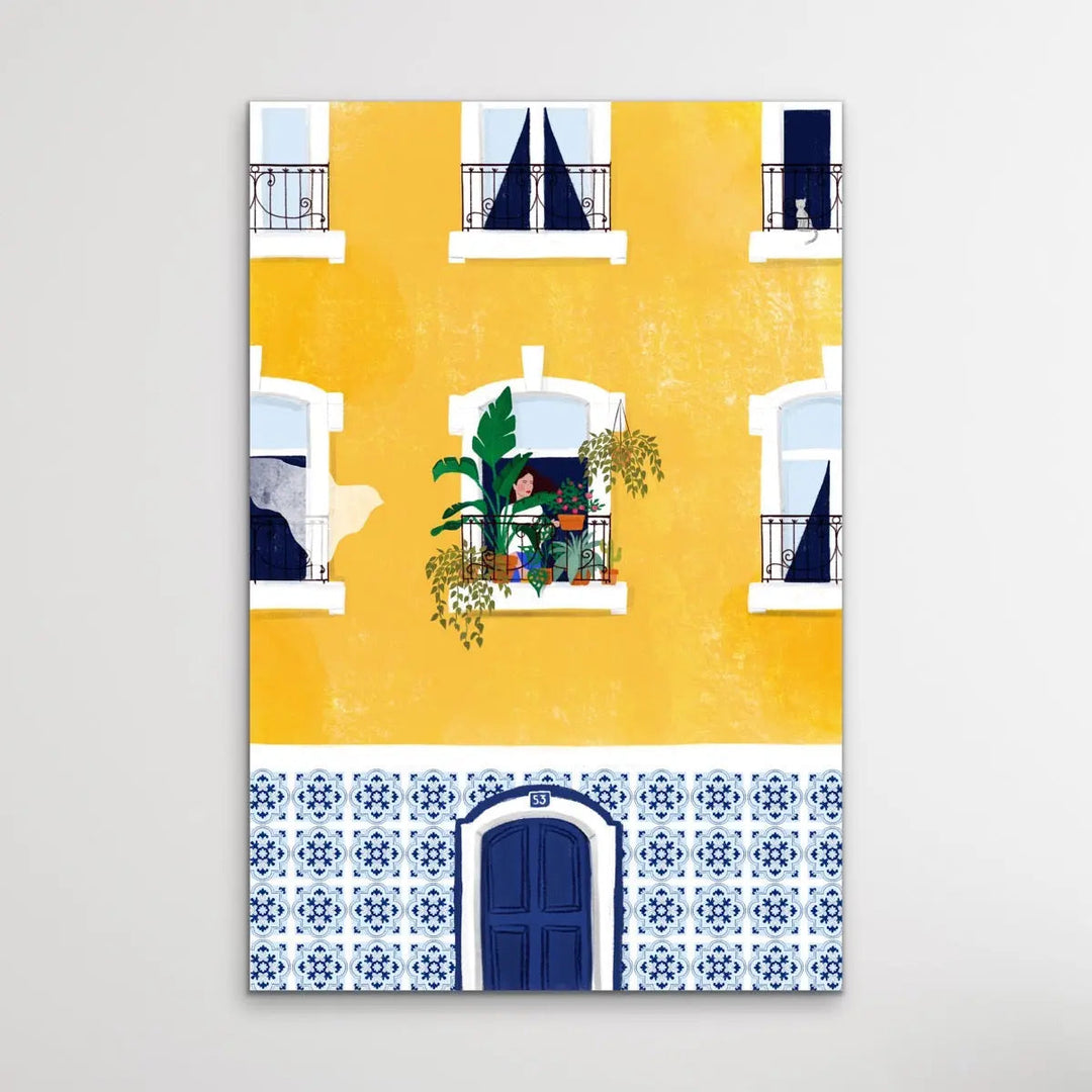 Lisbon - Colourful Contemporary Yellow Portugal Illustration By Maja Tomljanovic I Heart Wall Art Australia 