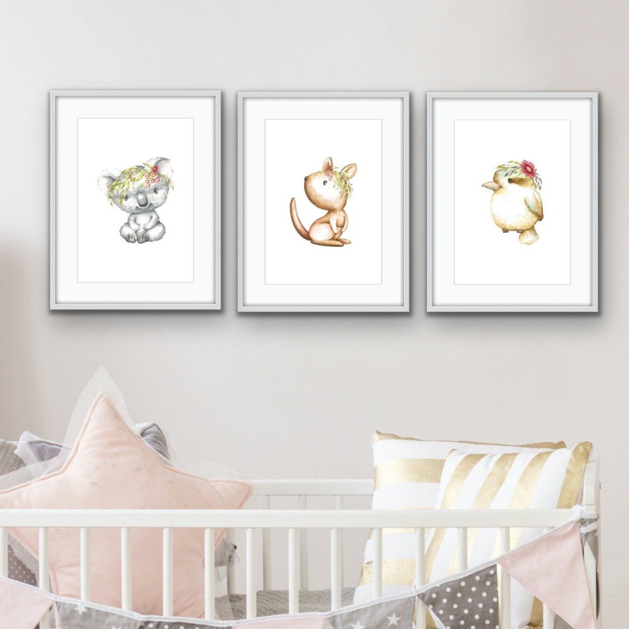 Little Aussies - Three Piece Australian Animal Print Set for Kids Triptych - I Heart Wall Art