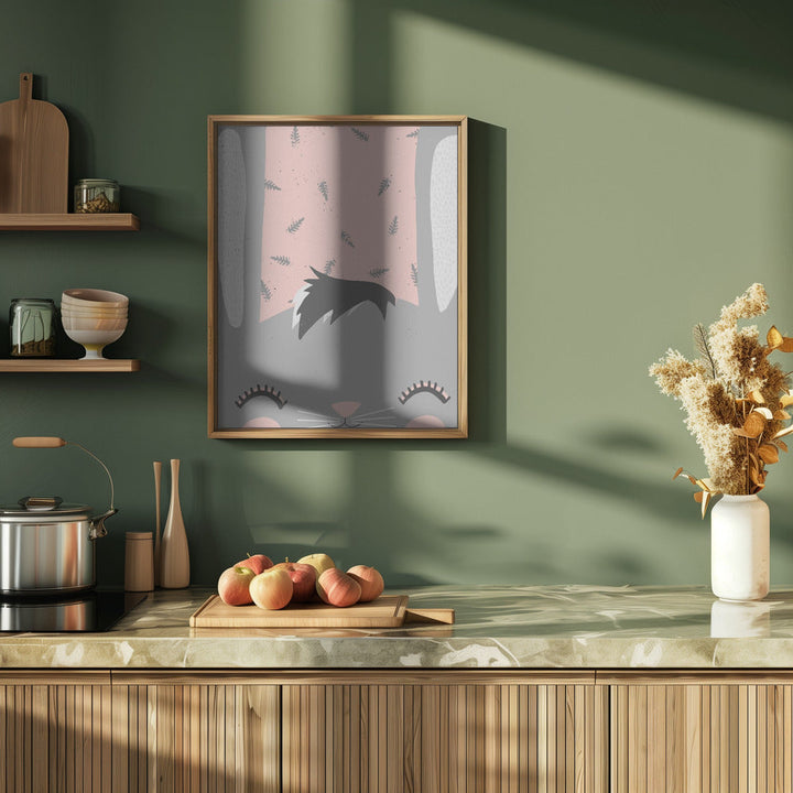 Little Bunny (pink) - Stretched Canvas, Poster or Fine Art Print I Heart Wall Art