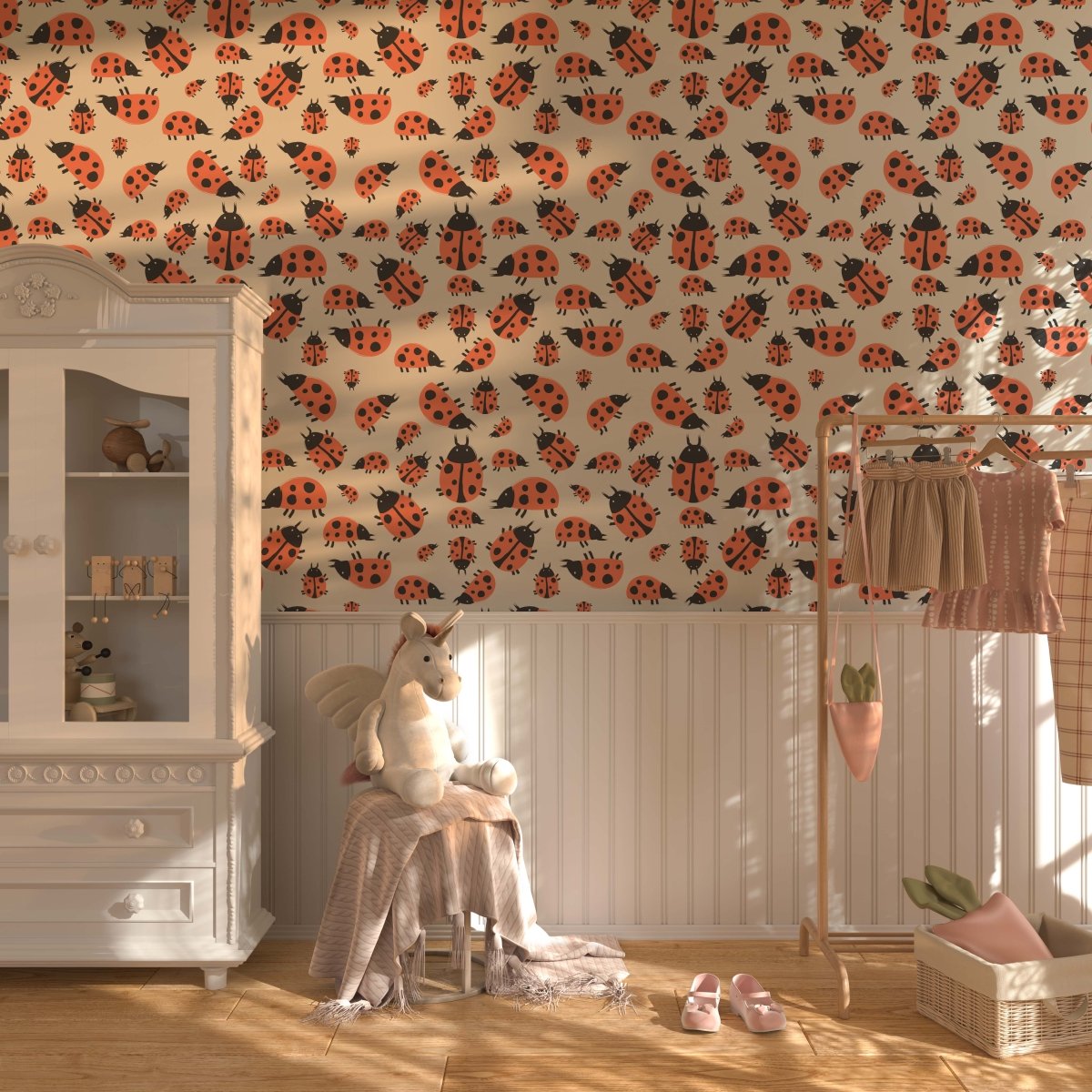 Little Lady Bird - Peel and Stick Removable Wallpaper - I Heart Wall Art - Poster Print, Canvas Print or Framed Art Print