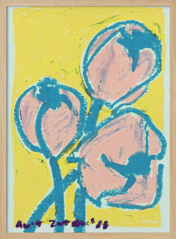 Little Tulips Blue - Stretched Canvas, Poster or Fine Art Print I Heart Wall Art