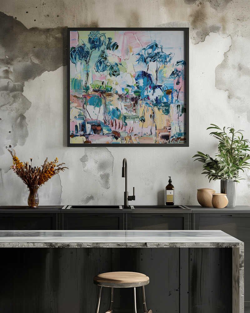 Lively Cafe Abstract - Square Stretched Canvas, Poster or Fine Art Print by Angela Hawkey - I Heart Wall Art - Poster Print, Canvas Print or Framed Art Print