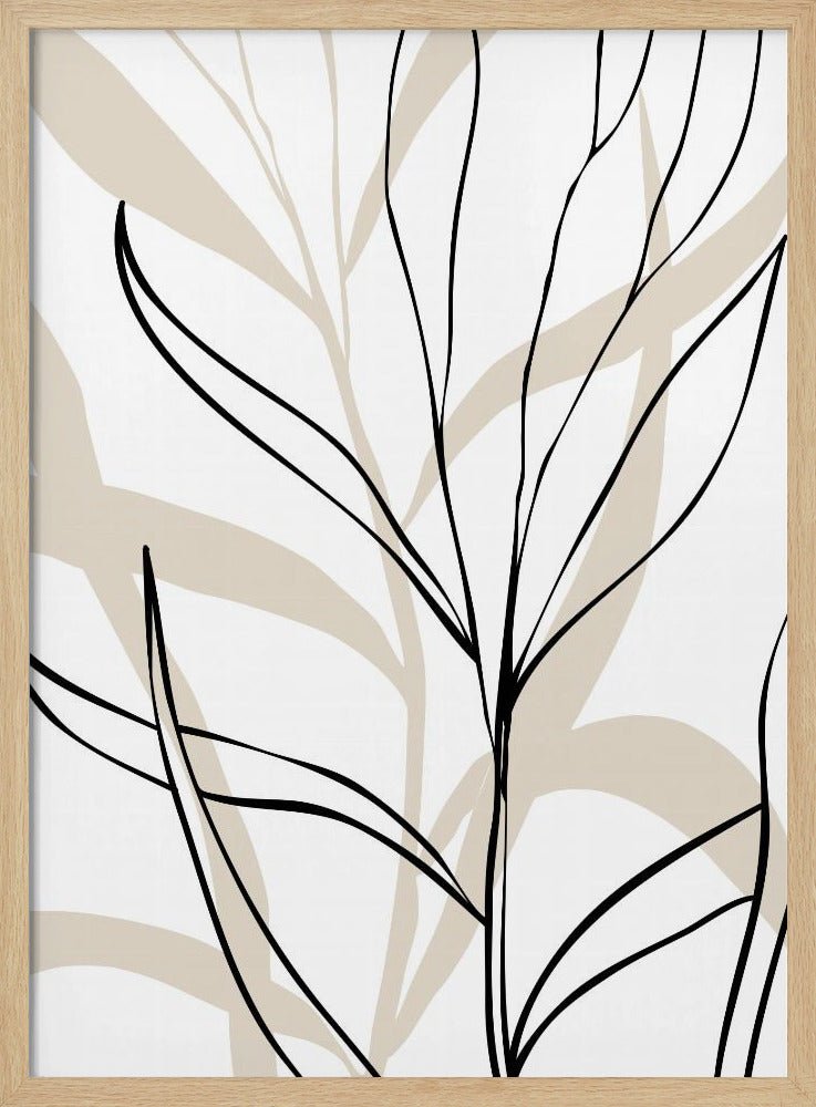 Lively Line Leaves - Stretched Canvas, Poster or Fine Art Print - I Heart Wall Art - Poster Print, Canvas Print or Framed Art Print