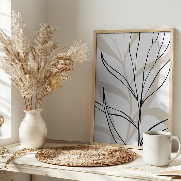 Lively Line Leaves - Stretched Canvas, Poster or Fine Art Print - I Heart Wall Art - Poster Print, Canvas Print or Framed Art Print