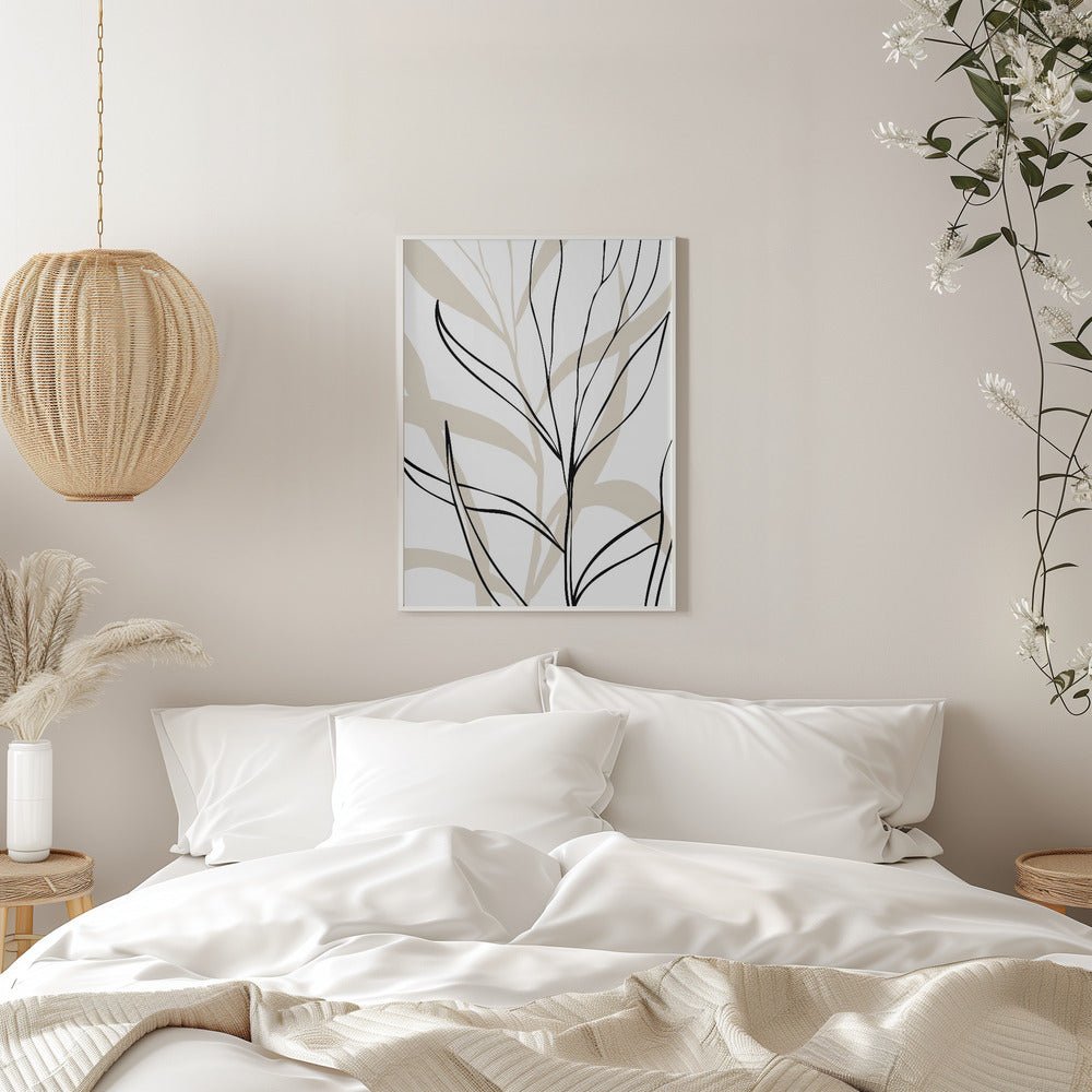 Lively Line Leaves - Stretched Canvas, Poster or Fine Art Print - I Heart Wall Art - Poster Print, Canvas Print or Framed Art Print