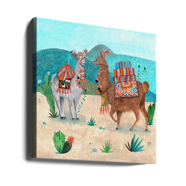 Llamas - Square Stretched Canvas, Poster or Fine Art Print I Heart Wall Art