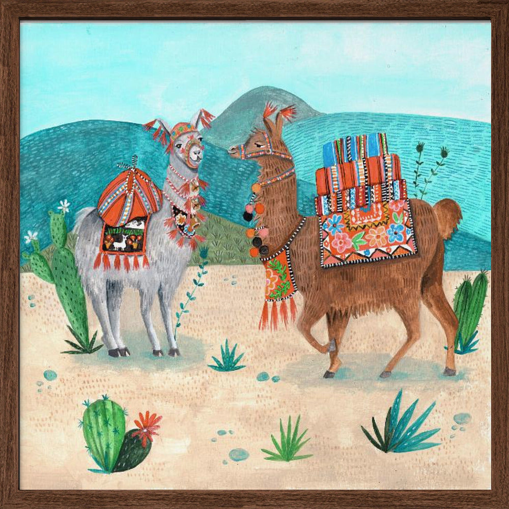 Llamas - Square Stretched Canvas, Poster or Fine Art Print I Heart Wall Art