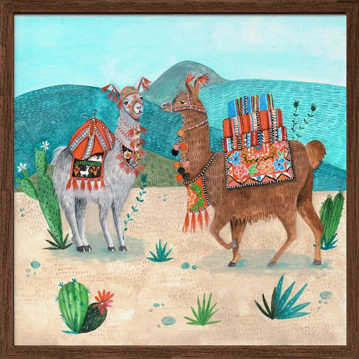 Llamas - Square Stretched Canvas, Poster or Fine Art Print I Heart Wall Art