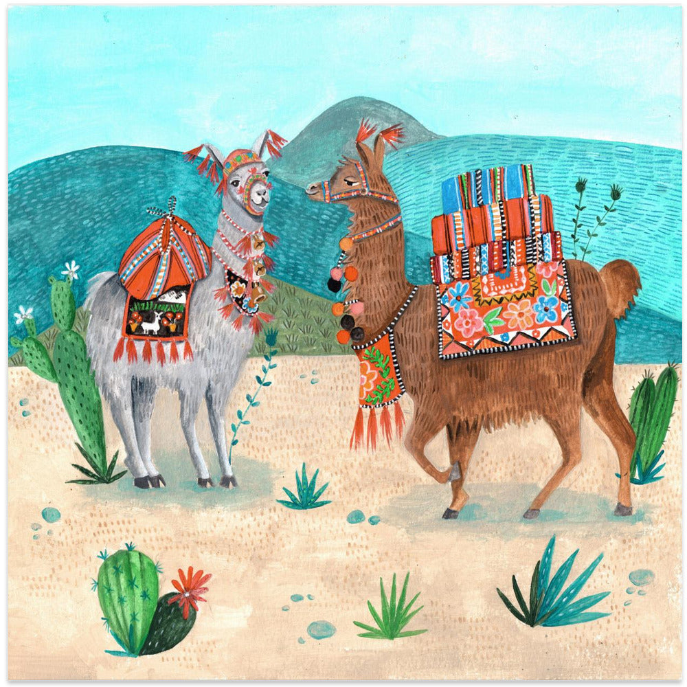 Llamas - Square Stretched Canvas, Poster or Fine Art Print I Heart Wall Art