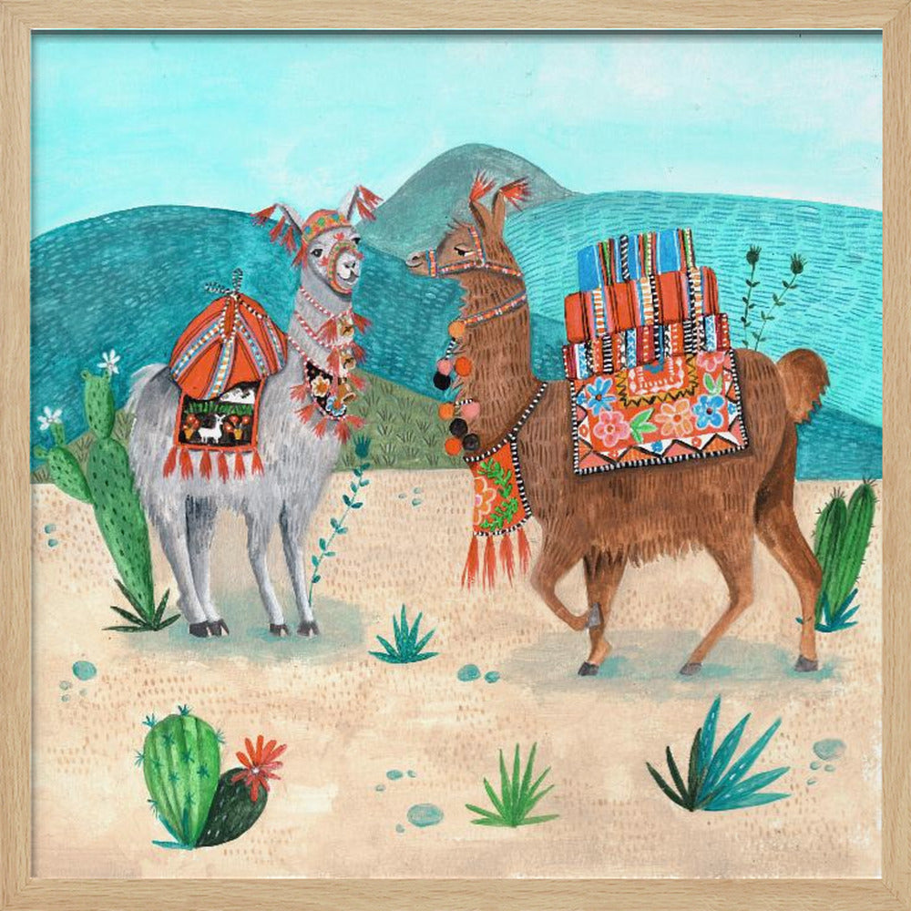 Llamas - Square Stretched Canvas, Poster or Fine Art Print I Heart Wall Art