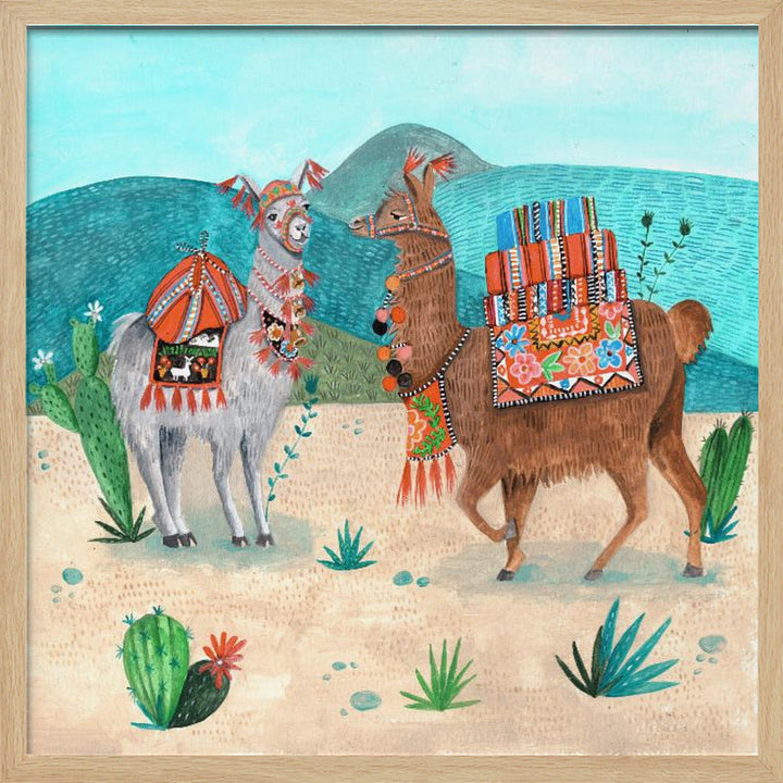 Llamas - Square Stretched Canvas, Poster or Fine Art Print I Heart Wall Art
