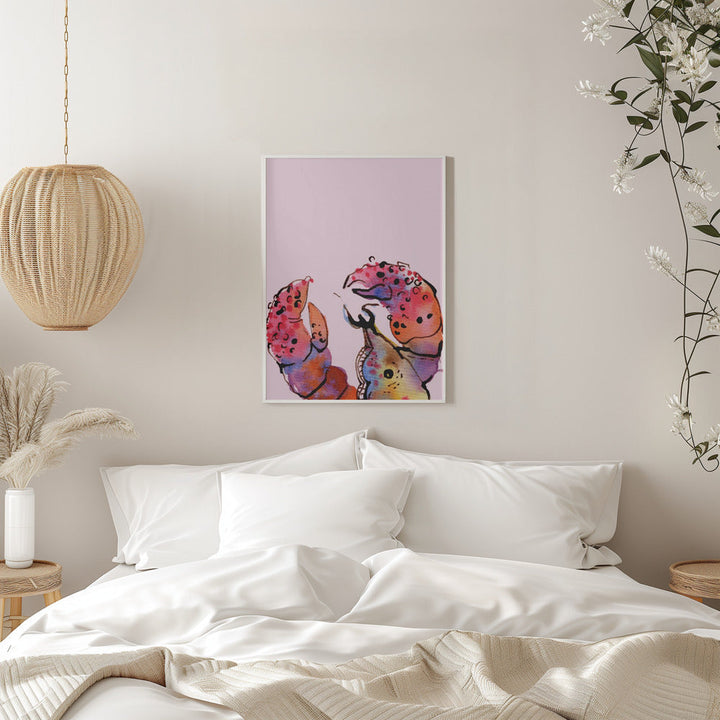 Lobster On Pink - Stretched Canvas, Poster or Fine Art Print I Heart Wall Art