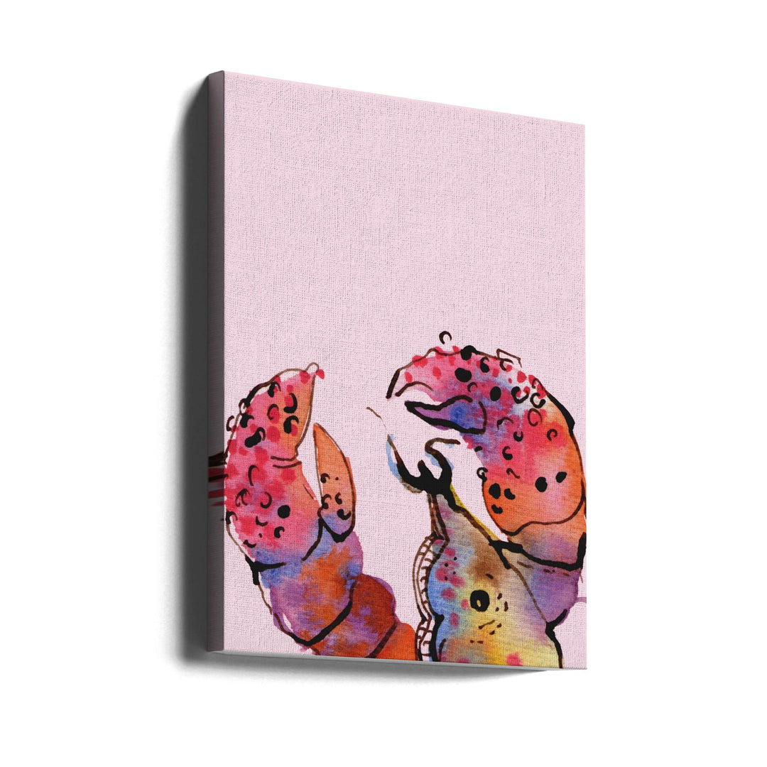 Lobster On Pink - Stretched Canvas, Poster or Fine Art Print I Heart Wall Art