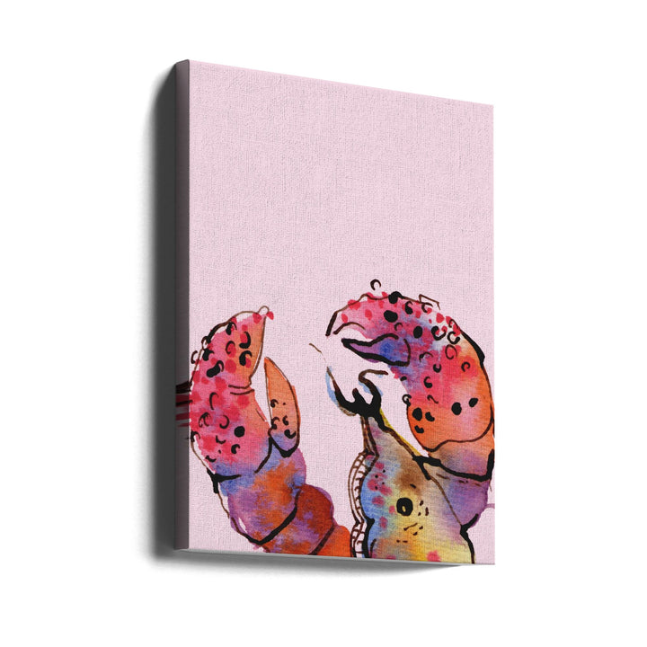 Lobster On Pink - Stretched Canvas, Poster or Fine Art Print I Heart Wall Art