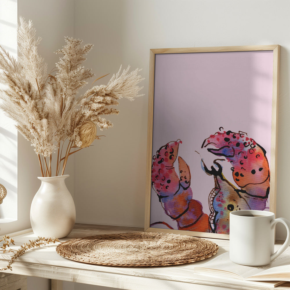 Lobster On Pink - Stretched Canvas, Poster or Fine Art Print I Heart Wall Art