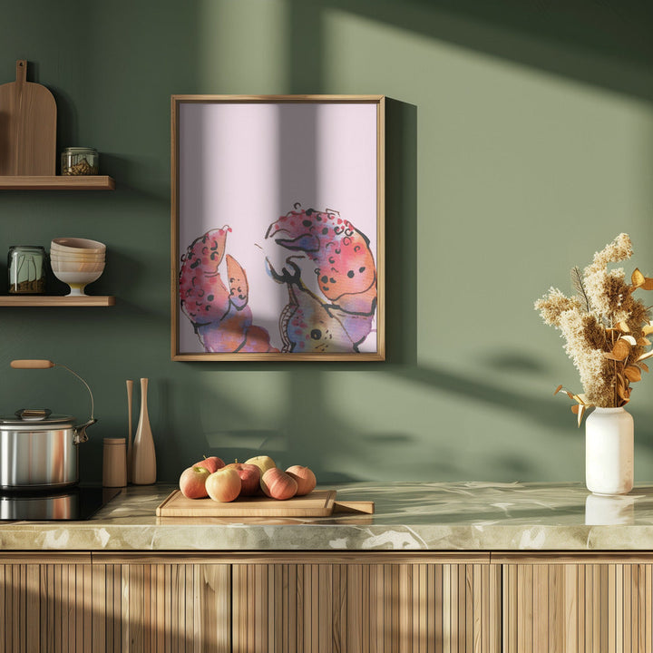Lobster On Pink - Stretched Canvas, Poster or Fine Art Print I Heart Wall Art