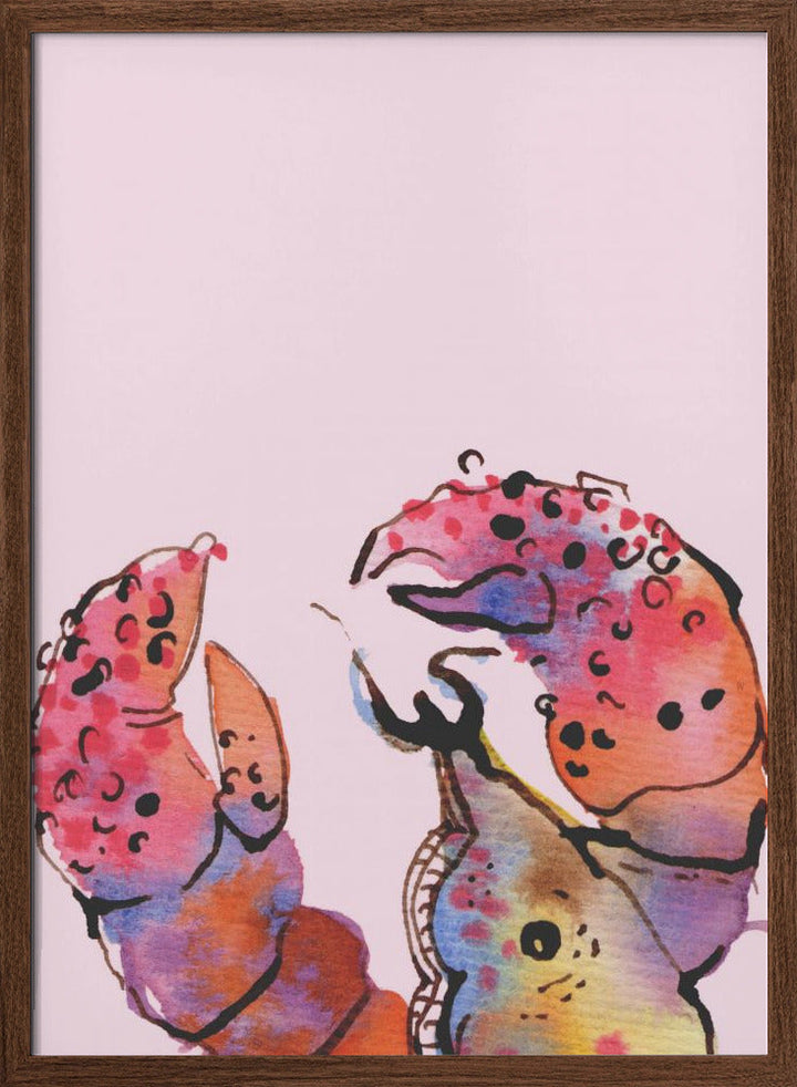 Lobster On Pink - Stretched Canvas, Poster or Fine Art Print I Heart Wall Art
