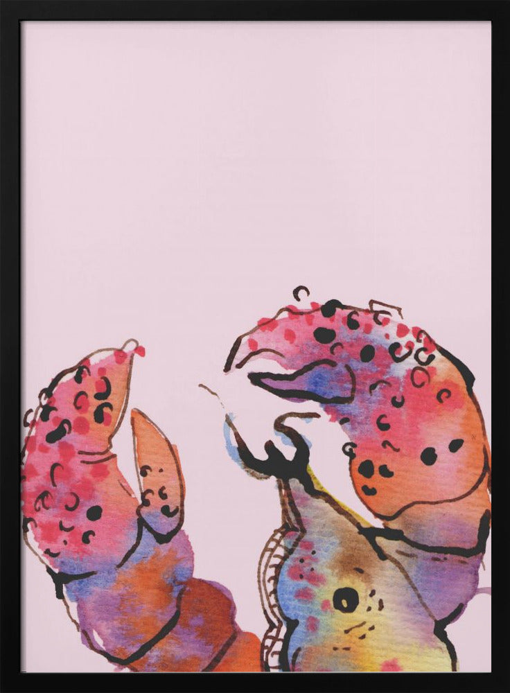 Lobster On Pink - Stretched Canvas, Poster or Fine Art Print I Heart Wall Art