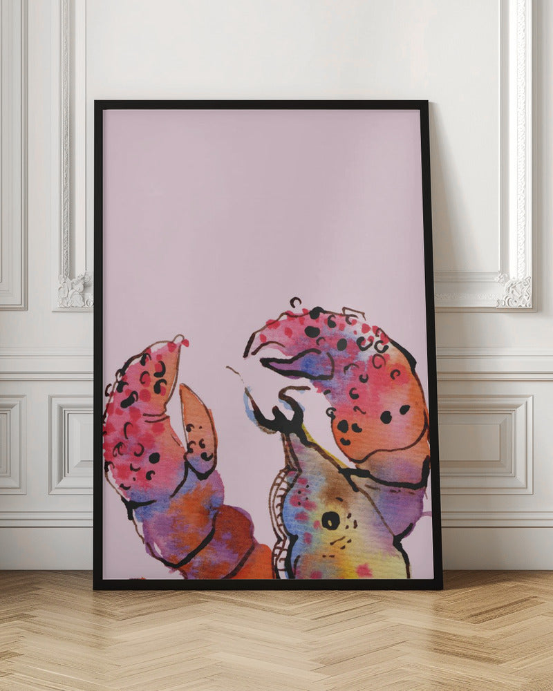Lobster On Pink - Stretched Canvas, Poster or Fine Art Print I Heart Wall Art